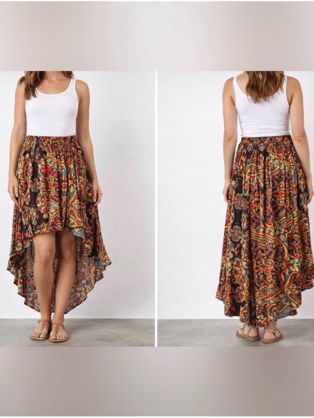 Paisley High-low Maxi Skirt